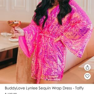 BuddyLove Lynlee Sequin Wrap Dress - Taffy